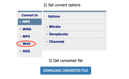 CoolUtilis MP4 to WAV converter - Select WAV as output